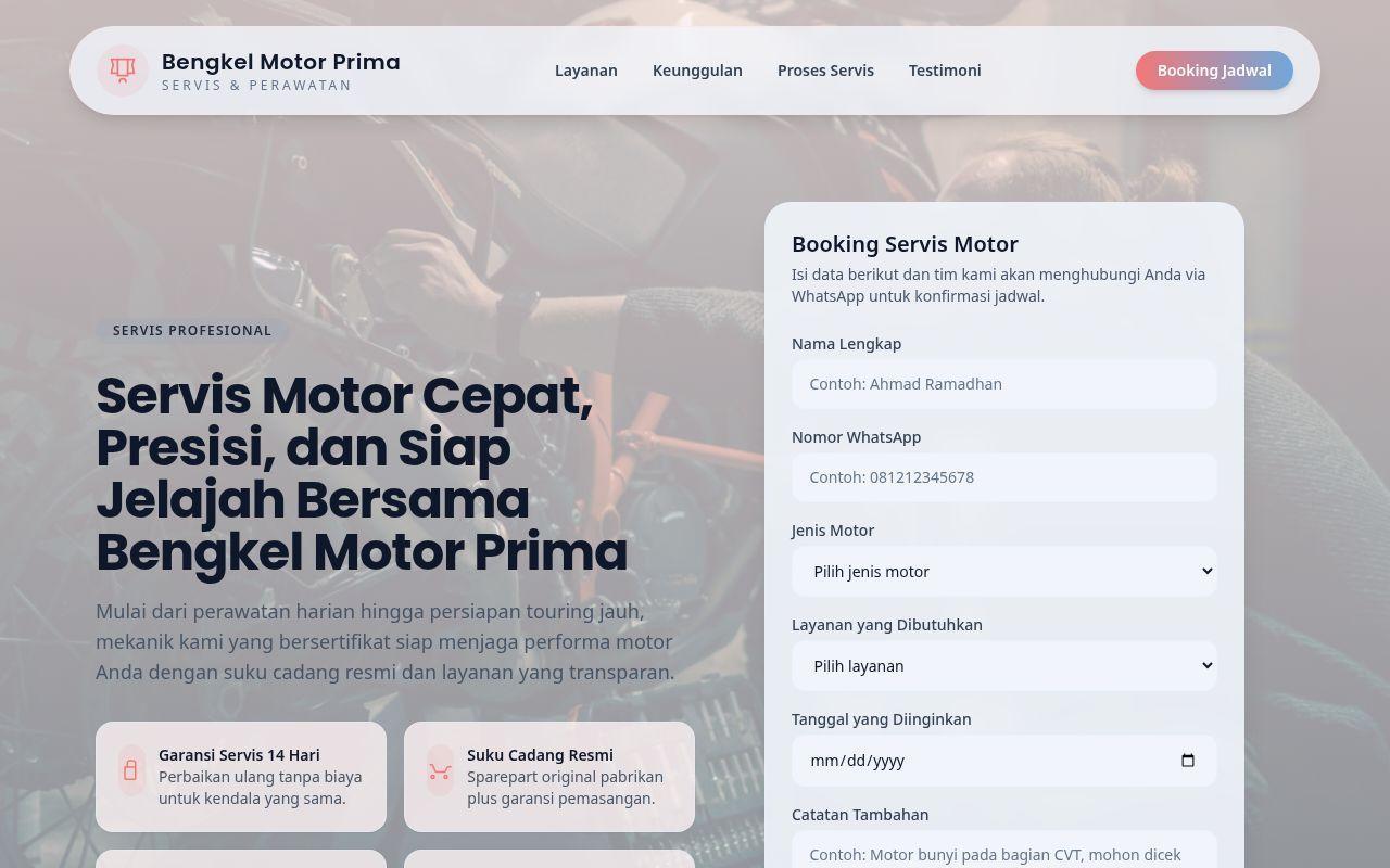 Website bengkel motor