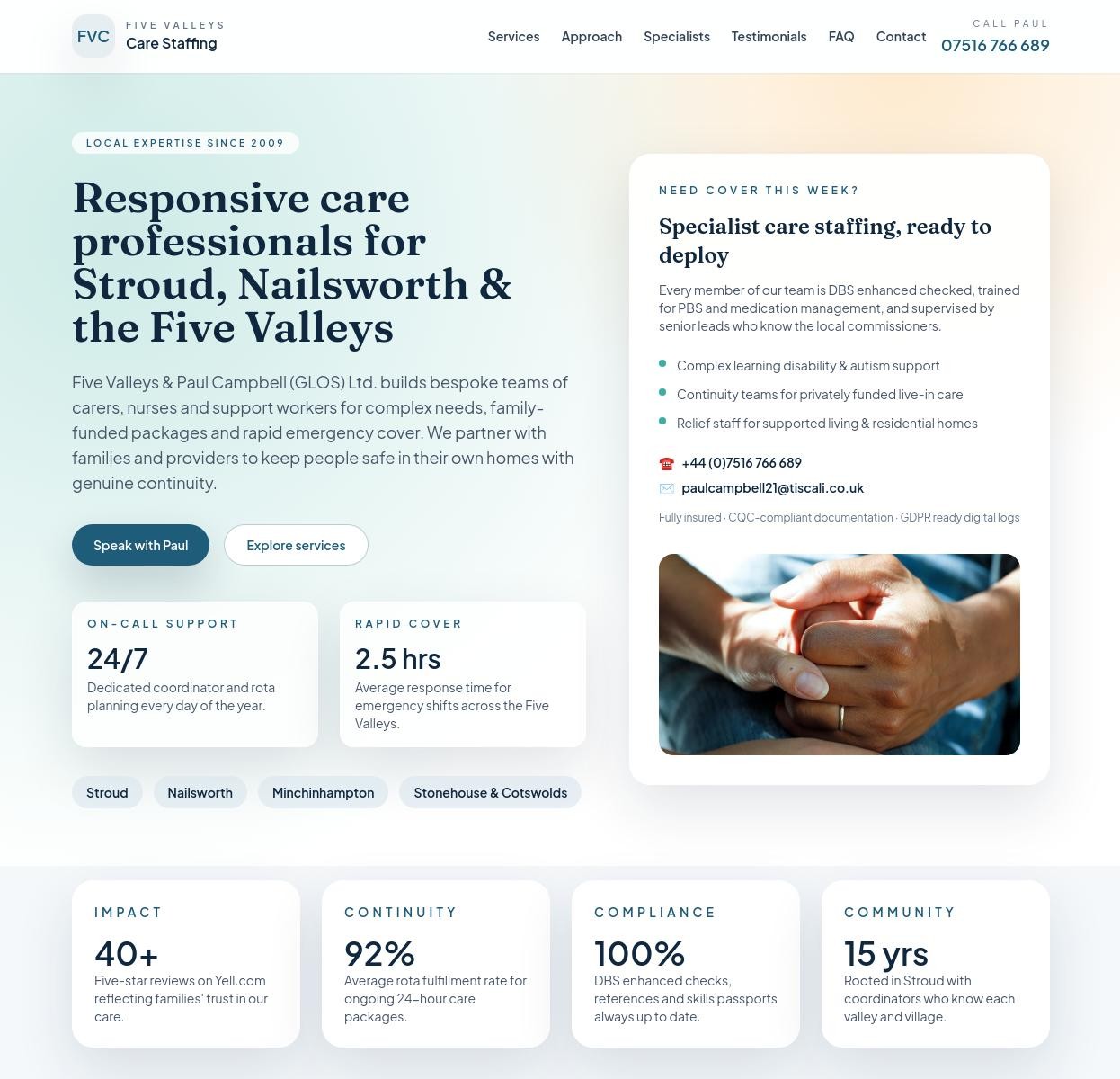 Website Five Valleys Care